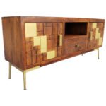 Blue City Decor Regal Hand-Carved Solid Wood TV Stand - Image 4