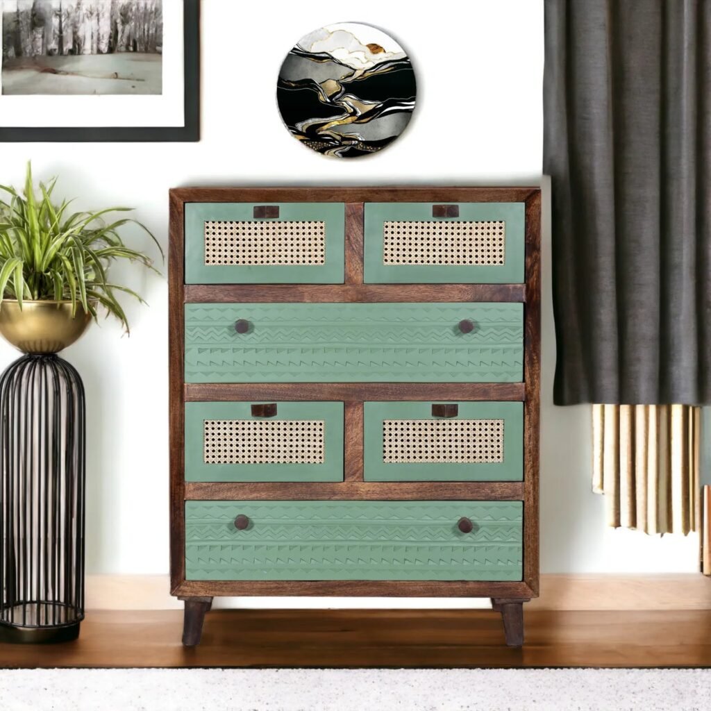 Buy Blue City Decor Luffy Olive Green Solid Wood Dresser | Chest of Drawers | Wooden Chest of Drawers | Bedroom Furniture | Living Room Furniture | Solid Wood Furniture | Blue City Decor