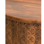 Blue City Decor Classic Honey Finish Round Carved Coffee Table - Image 2