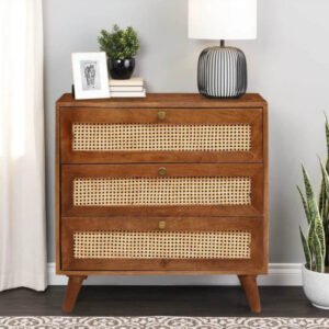 Buy Blue City Decor Rattan Weave Mango Wood Chest | Chest of Drawers | Wooden Chest of Drawers | Bedroom Furniture | Living Room Furniture | Solid Wood Furniture | Blue City Decor