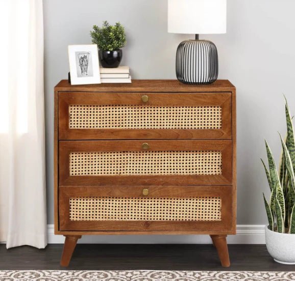 Buy Blue City Decor Rattan Weave Mango Wood Chest | Chest of Drawers | Wooden Chest of Drawers | Bedroom Furniture | Living Room Furniture | Solid Wood Furniture | Blue City Decor
