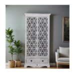 Buy Blue City Decor Classic Jaali Hand-Carved Wardrobe | Wardrobe | Wooden Wardrobe | Almirah | Wooden Almirah | Bedroom Furniture | Solid Wood Furniture | Blue City Decor