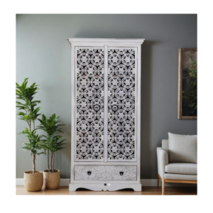 Buy Blue City Decor Classic Jaali Hand-Carved Wardrobe | Wardrobe | Wooden Wardrobe | Almirah | Wooden Almirah | Bedroom Furniture | Solid Wood Furniture | Blue City Decor