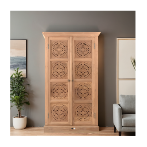 Buy Blue City Decor Classic Hand-Carved Wooden Wardrobe | Wardrobe | Wooden Wardrobe | Almirah | Wooden Almirah | Bedroom Furniture | Solid Wood Furniture | Blue City Decor