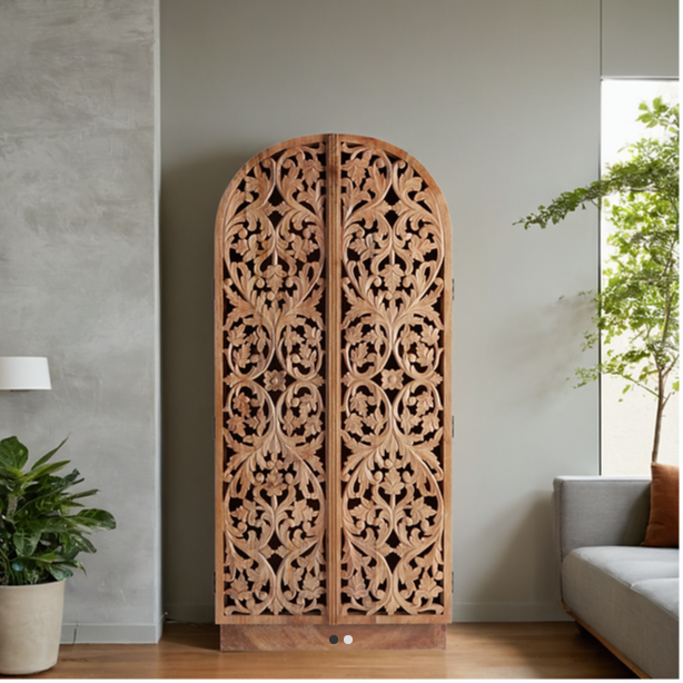 Buy Blue City Decor Carved Jaali Royale Wooden Wardrobe | Wardrobe | Wooden Wardrobe | Almirah | Wooden Almirah | Bedroom Furniture | Solid Wood Furniture | Blue City Decor
