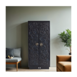Buy Blue City Decor Vintage Crest Carved Wood Wardrobe | Wardrobe | Wooden Wardrobe | Almirah | Wooden Almirah | Bedroom Furniture | Solid Wood Furniture | Blue City Decor