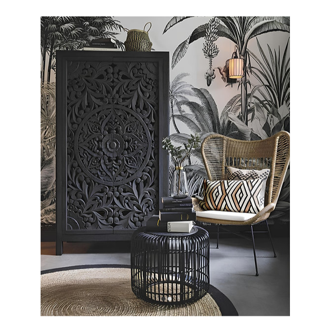 Buy Blue City Decor Artisan Heritage Carved Wood Wardrobe | Wardrobe | Wooden Wardrobe | Almirah | Wooden Almirah | Bedroom Furniture | Solid Wood Furniture | Blue City Decor