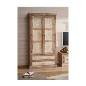Buy Blue City Decor Regal Artisan Hand-Carved Wardrobe | Wardrobe | Wooden Wardrobe | Almirah | Wooden Almirah | Bedroom Furniture | Solid Wood Furniture | Blue City Decor