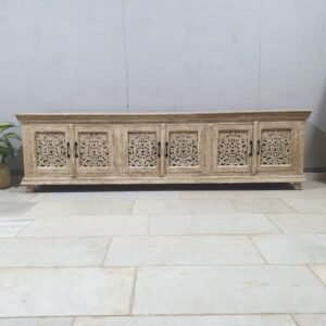 Buy Blue City Decor Heritage Carved 4-Door TV Console | Bookshelf | Wooden Bookshelf | Living Room Furniture | Dining Room Furniture | Wooden Crockery Unit | Crockery Unit | Display Unit | Wooden Display Unit | Blue City Decor