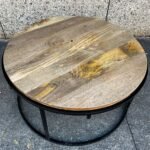 Blue City Decor Artisan Round Mango Wood & Metal Coffee Table - Image 5