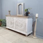 Blue City Decor White Loft Hand-Carved Wooden Chest - Image 4