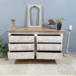 Blue City Decor White Loft Hand-Carved Wooden Chest - Image 3