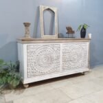 Blue City Decor White Loft Hand-Carved Wooden Chest - Image 2