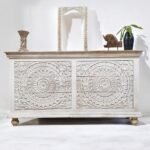 Buy Blue City Decor White Loft Hand-Carved Wooden Chest | Chest of Drawers | Wooden Chest of Drawers | Bedroom Furniture | Living Room Furniture | Solid Wood Furniture | Blue City Decor