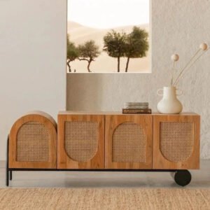 Buy Blue City Decor Rattan Harmony Wooden TV Console | Bookshelf | Wooden Bookshelf | Living Room Furniture | Dining Room Furniture | Wooden Crockery Unit | Crockery Unit | Display Unit | Wooden Display Unit | Blue City Decor