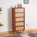 Blue City Decor Rattan Crest Tallboy Chest of Drawers - Image 2
