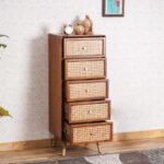 Blue City Decor Rattan Crest Tallboy Chest of Drawers - Image 3