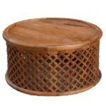 Buy Blue City Decor Honey Floral Round Wood Coffee Table | Coffee Table | Wooden Coffee Table | Living Room Furniture | Solid Wood Furniture | Blue City Decor