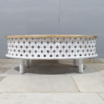 Blue City Decor Vintage Carved Elliptical Coffee Table - Image 6