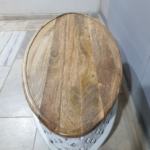 Blue City Decor Vintage Carved Elliptical Coffee Table - Image 4