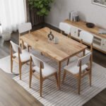 Blue City Decor Vintage Charm Solid Wood Dining Set – 6 Seater - Image 2