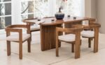 Blue City Decor Royal Oakline 6-Seater Meal Set with Chairs and Extended Seat