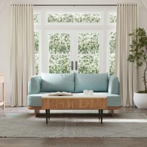 Buy Blue City Decor CityCraft 2 Seater Sofa | 2 Seater Sofa | Wooden Sofa | Upholstered Sofa | Living Room Furniture | Solid Wood Furniture | Blue City Decor
