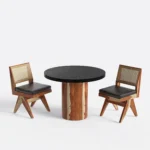 Blue City Decor DarkTone Minimalist Dining Table Set – 2 Seater