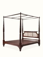 Blue City Decor Rattan Elegance Handcrafted Wooden Poster Bed - Image 3