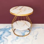 Blue City Decor Mystical Allure Gold Marble Side Table - Image 2