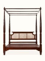 Blue City Decor Rattan Elegance Handcrafted Wooden Poster Bed - Image 2