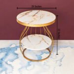 Blue City Decor Mystical Allure Gold Marble Side Table - Image 3
