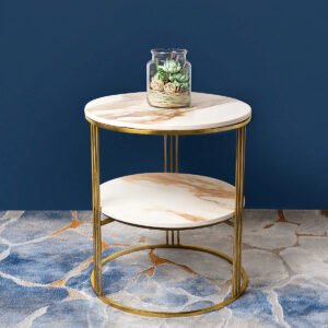 Buy Blue City Decor Three-Leg Double Tier Side Table | Side Table | Bedside Table | Wooden Bedside Table | Wooden Bedside Table | Bedroom Furniture | Living Room Furniture | Solid Wood Furniture | Blue City Decor