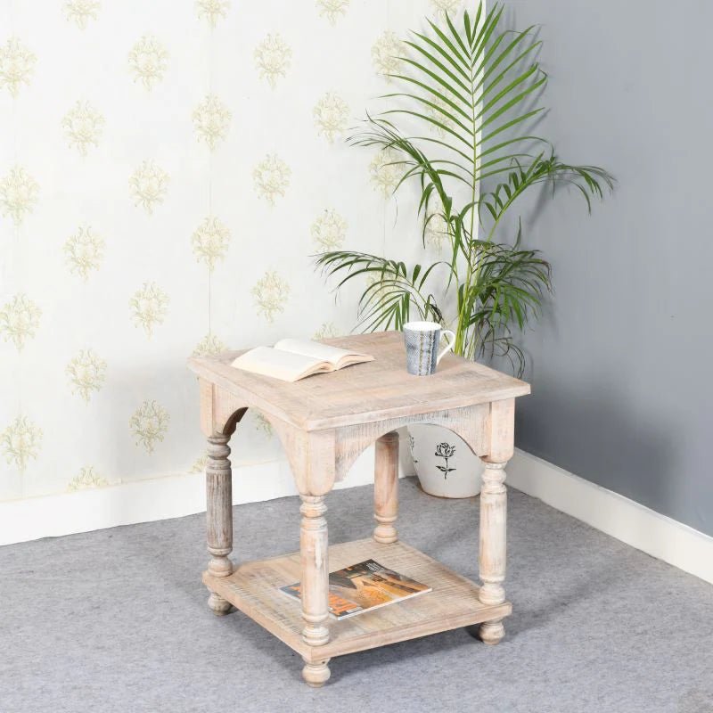 Buy Blue City Decor Arch Hand Carved Solid Wood End Table | Side Table | Bedside Table | Wooden Bedside Table | Wooden Bedside Table | Bedroom Furniture | Living Room Furniture | Solid Wood Furniture | Blue City Decor