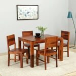 Buy Blue City Decor Aura Solid Sheesham 4 Seater Dining Table Set | Dining Table Set | Wooden Dining | Wooden Dining Table Set | Dining Room Furniture | Solid Wood Furniture | Blue City Decor