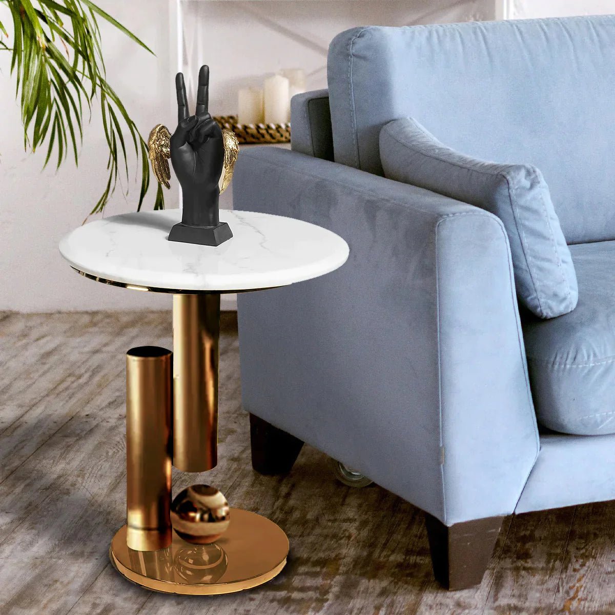 Buy Blue City Decor Ethereal Haven Rose Gold Side Table | Side Table | Bedside Table | Wooden Bedside Table | Wooden Bedside Table | Bedroom Furniture | Living Room Furniture | Solid Wood Furniture | Blue City Decor