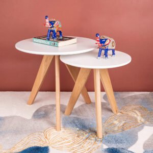 Buy Blue City Decor Glider Scandinavian Nesting Table Set | Side Table | Bedside Table | Wooden Bedside Table | Wooden Bedside Table | Bedroom Furniture | Living Room Furniture | Solid Wood Furniture | Blue City Decor