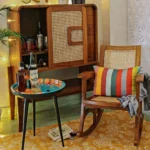 Blue City Decor Heritage Style Storage Bar Cabinet