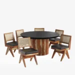 Blue City Decor DarkTone Minimalist Dining Table Set – 6 Seater