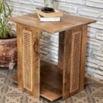 Buy Blue City Decor Zephyr Natural Solid Wood End Table | Side Table | Bedside Table | Wooden Bedside Table | Wooden Bedside Table | Bedroom Furniture | Living Room Furniture | Solid Wood Furniture | Blue City Decor