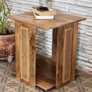 Buy Blue City Decor Zephyr Natural Solid Wood End Table | Side Table | Bedside Table | Wooden Bedside Table | Wooden Bedside Table | Bedroom Furniture | Living Room Furniture | Solid Wood Furniture | Blue City Decor