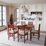 Blue City Decor EliteHarvest 6-Seater Dining Table Set with Bench Seating