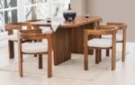 Blue City Decor Royal Oakline 6-Seater Meal Set with Chairs and Extended Seat - Image 2