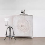 Blue City Decor Heritage Bar Cabinet with Artistic Detailing