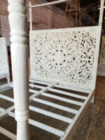 Blue City Decor Dynasty Carved Bed in White Grey Wash - Image 3