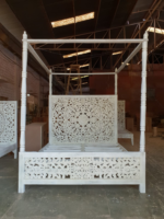 Blue City Decor Dynasty Carved Bed in White Grey Wash - Image 2