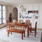 Blue City Decor EliteHarvest 6-Seater Dining Table Set with Bench Seating - Image 2