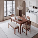 Blue City Decor EliteHarvest 6-Seater Dining Table Set with Bench Seating - Image 3