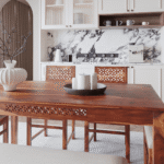 Blue City Decor EliteHarvest 6-Seater Dining Table Set with Bench Seating - Image 4