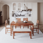 Blue City Decor EliteHarvest 6-Seater Dining Table Set with Bench Seating - Image 5